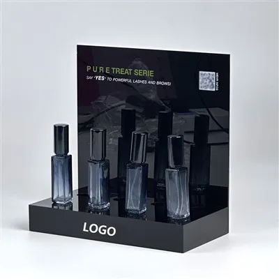 Sort akryl Counter Mascara Display Stand med 8 huller